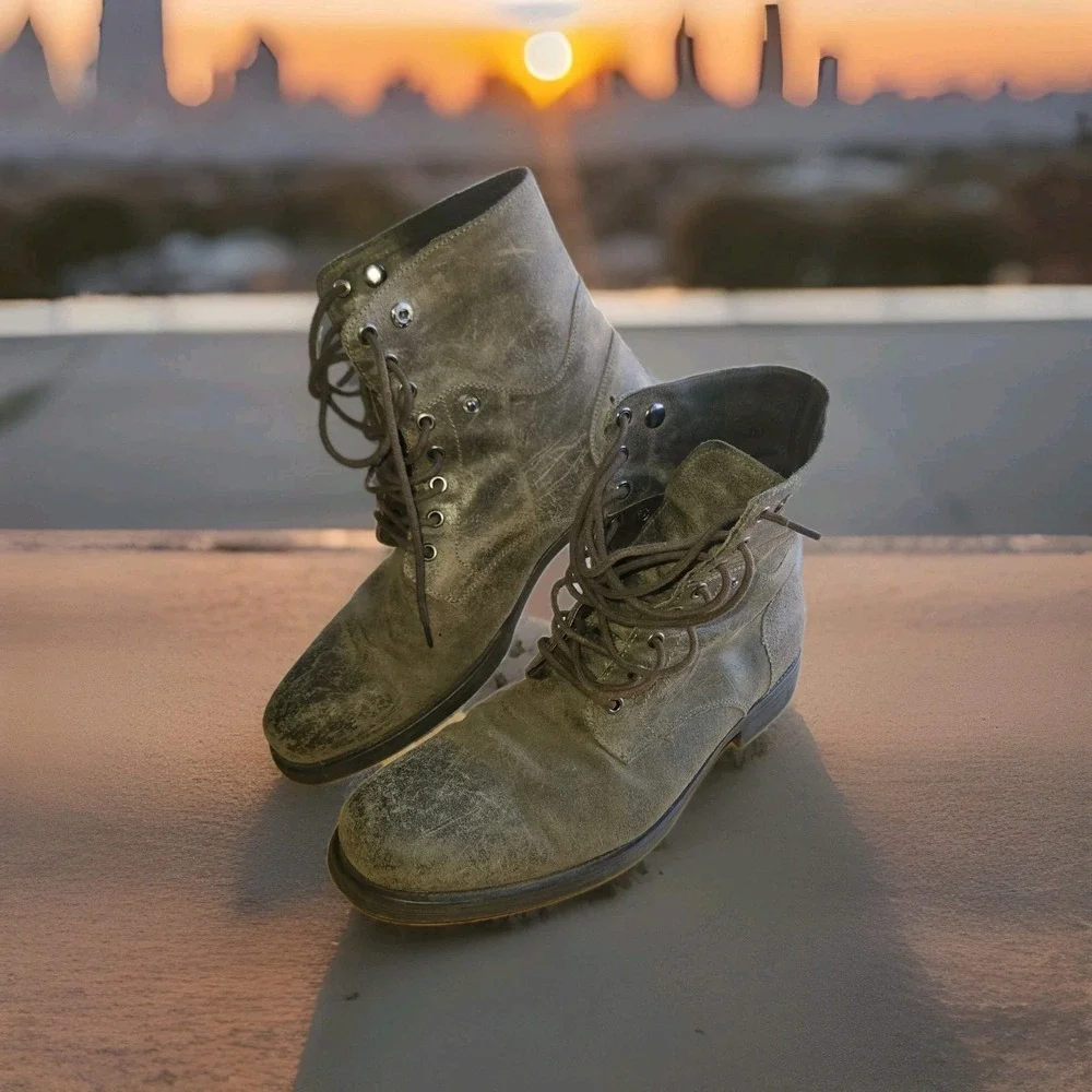 ASTON GREY Collection Leather Boot size US 10 BROOKLYN Grey Ankle‎ Boot